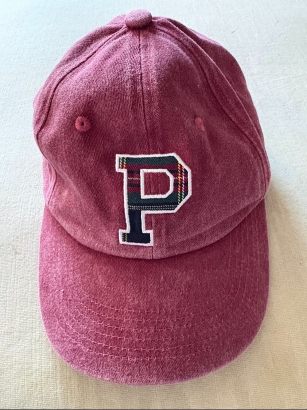 Parke P Hat Maroon Plaid Patch Baseball Cap
